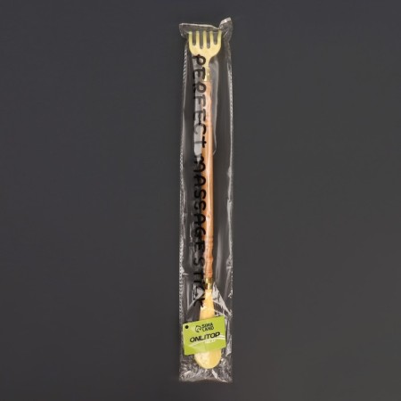 Massage - Chesalka, universal, with a spoon, wooden, 47 × 4 × 3 cm, yellow color-7