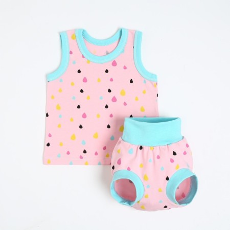 A set for a girl (T-shirt/panties per diaper), pink color, height 56-62 cm