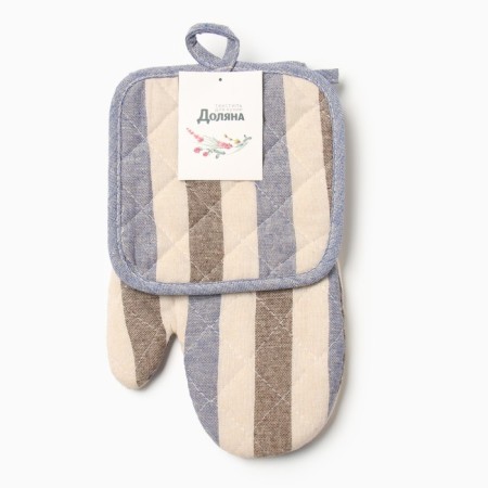 Set of kitchen. Dolyana strip ts.Ser/syn, mittens-prich.28x17cm, take 17x17 50% p/e 50% HL-5