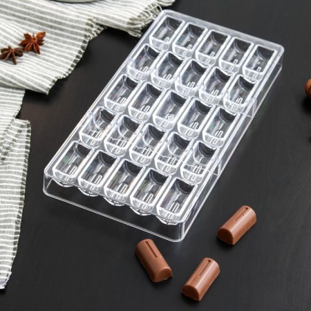 Konfinetta chocolate form "Batonchik", 28 × 14 × 2.5 cm, 25 cells (1.8 × 3.9 × 1.5 cm)