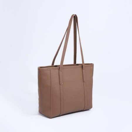 Bag Female Tout with zipper, beige color-1