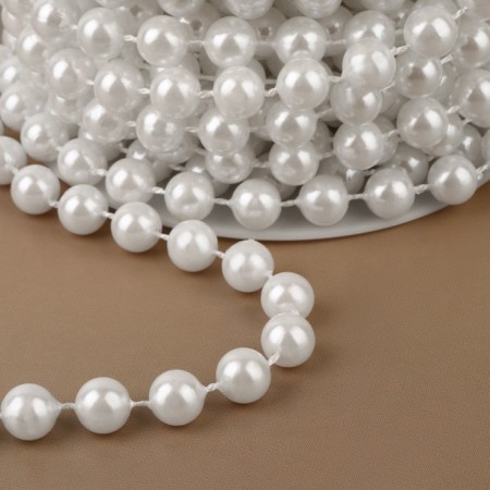 Pearls on threads, round, 8 mm, 9 ± 1 m, white color-1