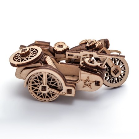 Wooden designer, prefabricated model "M72 motorcycle"-5