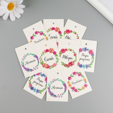 Cardboard "Flower Wreath" set 10 pcs (5 types) 4x6 cm-1