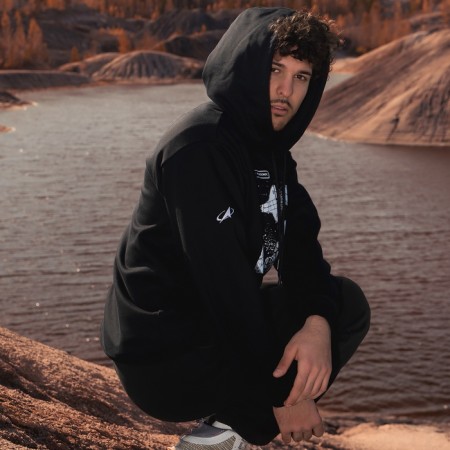 Sweatshirt with a hood Roscosmos x Onlytop, p. M, the color is black-1