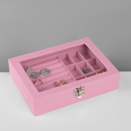 Steam for jewelry "Casket", 7 stripes, 9 cells, 20.5 × 15 × 5 cm, pink color-5