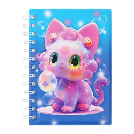 Notebook Gift Book on the comb 80l, line, color block, PVC Cat cover 3D (17.6x13.5cm) 105