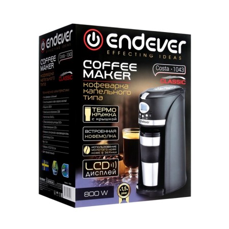 Coffee machine Endever Costa-1043, drip, 800 watts, 0.42 l, dark gray-11