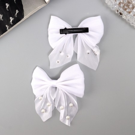 Hair clip "Marta" (set 2 pcs) grace, 7.5 cm, white-1