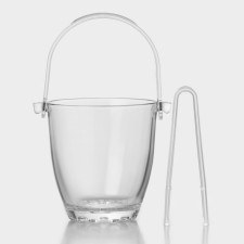 A glass bucket with a handle and forceps Sylvan, 650 ml, h = 13 cm