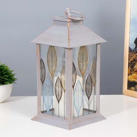 Three sheets nightlight LED from batteries 3HAAA Gray with a golden patina 14x14x29.5 cm Risalux