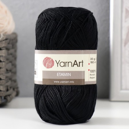 Yarn "etamin" 100% acrylic 180m/30g (422 black)