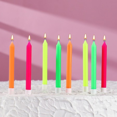 Candles in the cake "Color", 8 cm, classic, set 8 pcs-5