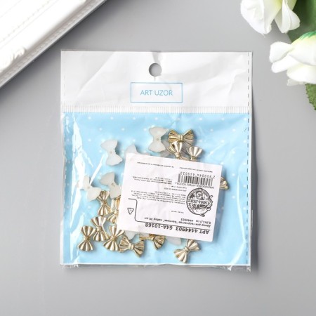 Decor for creativity plastic "Bows" gold set 30 pcs 0.9x1.3 cm-4