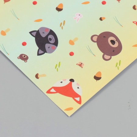 Scrapbooking paper bilateral "Forest animals and mots" density 180 grams set 10 pcs 15.5x17 cm-4