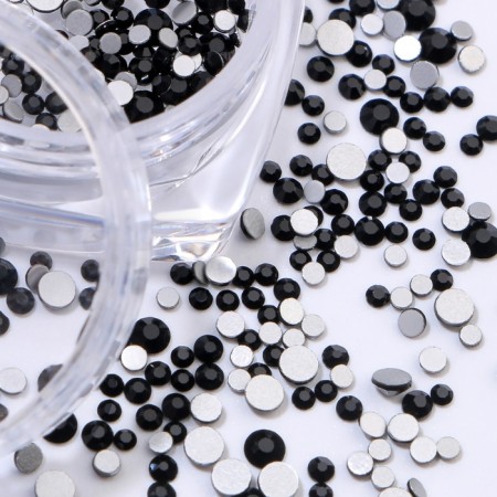 Rhinestones for decor, round, multi -size, black color