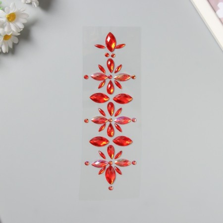 Stick plastic rhinestones "Flowers" red 25x8.5 cm-1