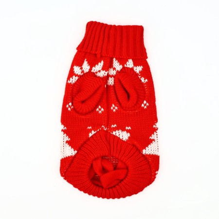 Clothing for dogs. Knitted sweater with "New Year" ornament, red, size S-7
