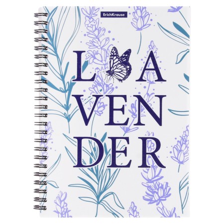 Notebook A5, 80 sheets in a cage on a spiral Erichkrause Lavender, plastic cover, an offset unit, whiteness 100%, mix-4