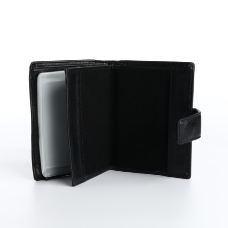 Male purse on magnet 3 in 1, department for auto documents, passports, black color-5