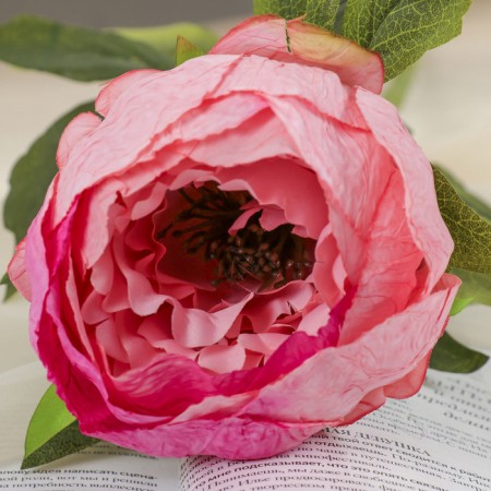 Artificial flowers "large peony" 9x70 cm, pink-1