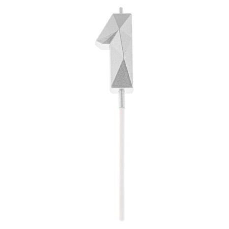 Candle in the cake on the skewer "Almaz", the number "1", silver, 4.8x2.6 cm-5