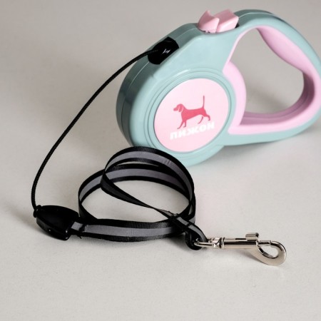 Roulette "Piggon" with a rubberized handle, 3 m, up to 15 kg, cable, gray-pink-2