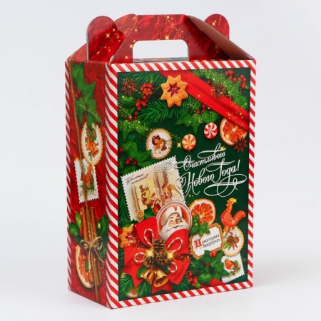 New Year. Gift box New Year's emerald vintage 18.5 x 10 x 30.5 cm.-2