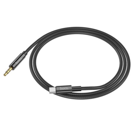 Hoco UPA19, Jack 3.5 mm (M) - Type -C, 1 m, nylon, black cable