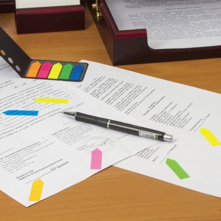 Bookmarks with a sticky edge Brauberg, 42 x 12 mm, neon, 5 colors of 20 sheets-4