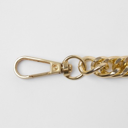 A chain for a bag, with carbines, metal, flat, dense weaving, 15 × 10 mm, 60 cm, gold color-1