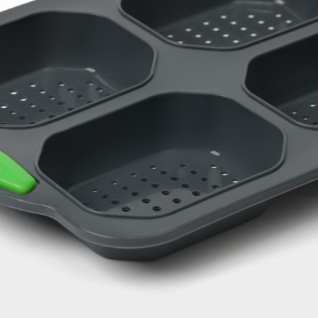 Baking form with perforation of the “buns” silicone, 26 × 18.3 × 2.5 cm, 4 cells (9.7 × 7.5 cm), gray-3
