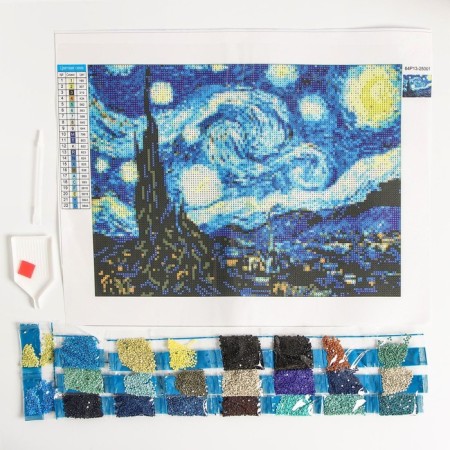Diamond mosaic with full filling on the canvas "Star Night", 30 x 40 cm-4