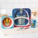 A set of children's bamboo dishes, 5 objects: plate, fork, spoon, glass, bowl, transformers