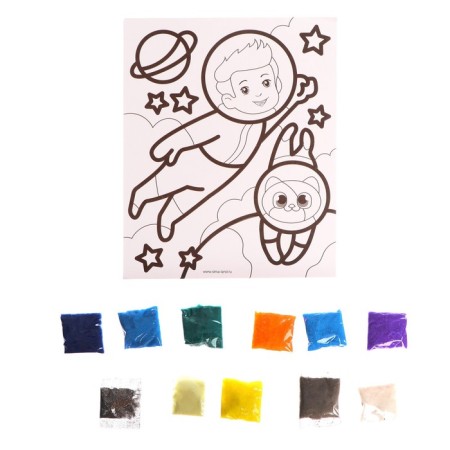 Set for creativity. Lunar fresco "Adventures in space", luminous sand + sparkles-3