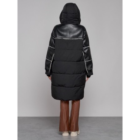 Coat insulated winter female, size 44, black color-3