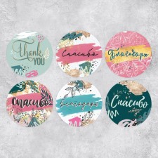 Stickers for gifts and flowers “Thank you”, 4 x 4 cm, 11 m - 252 pcs.