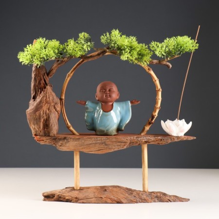 Souvenir tree, porcelain "Little Buddha in Blue" with a stand for incense 35x35x9.5 cm