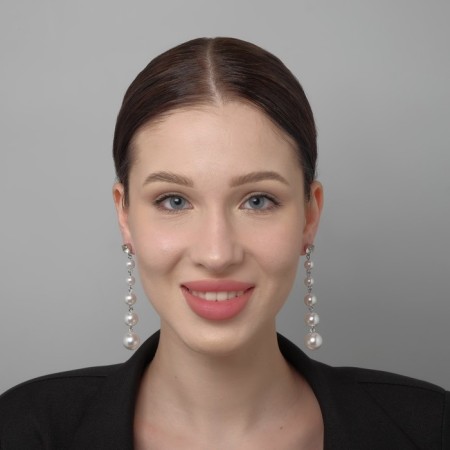 Earrings with pearls "Busin path" with a large crystal, white color in silver-3