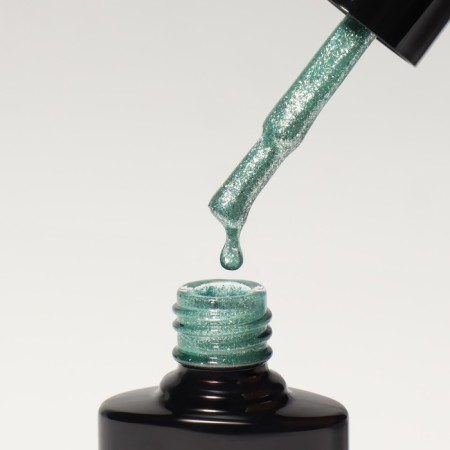 Gel nail polish, Chrome, shimmer, 3 phase, 8ml, led/uv, green color (023)-6