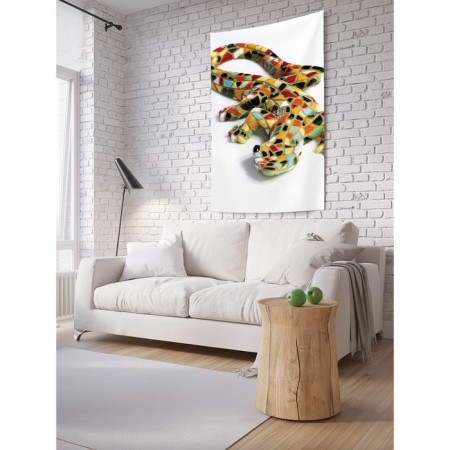 Decorative panel with photo printing "Lizard with mosaic", vertical, size 100x150 cm