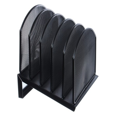 Papers stand, table, 5 departments, mesh, metal, black-1