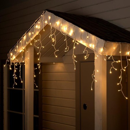 Garland "fringe" 4 × 0.6 m, IP44, white thread, 180 LED, warm white glow, 8 modes, 220 V