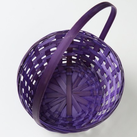 Wicker basket, d21 x 10/34 cm, purple, bamboo-2
