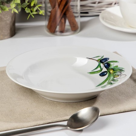 Deep “olives” plate, 225 ml, d = 20 cm, white color, mix, porcelain pattern