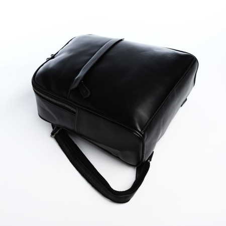 Women's backpack made of artificial leather with lightning, 2 pockets, black color-4