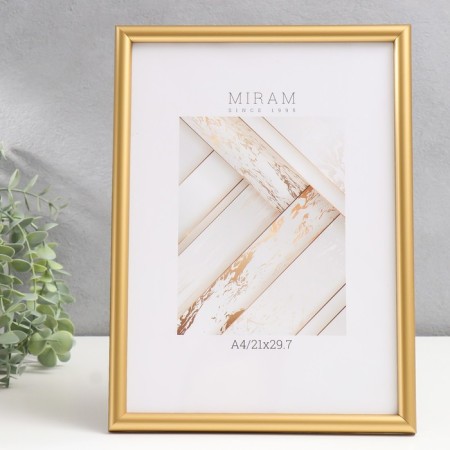 Photo frame Plastic "Mira" 21x29.7 cm, (A4) gold (plastic screen)-4