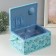 Casket for needlework "Butterflies and flowers on blue" 19x26x14.5 cm
