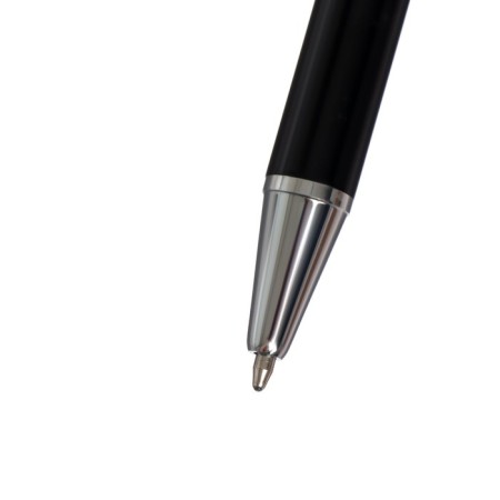 Ballic handle, automatic, 0.5 mm, round, black with silver inserts, metal case, blue rod-1