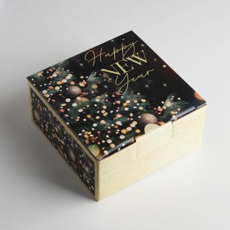 Folding box "Pressent", 15 x 15 x 7 cm, new year-2